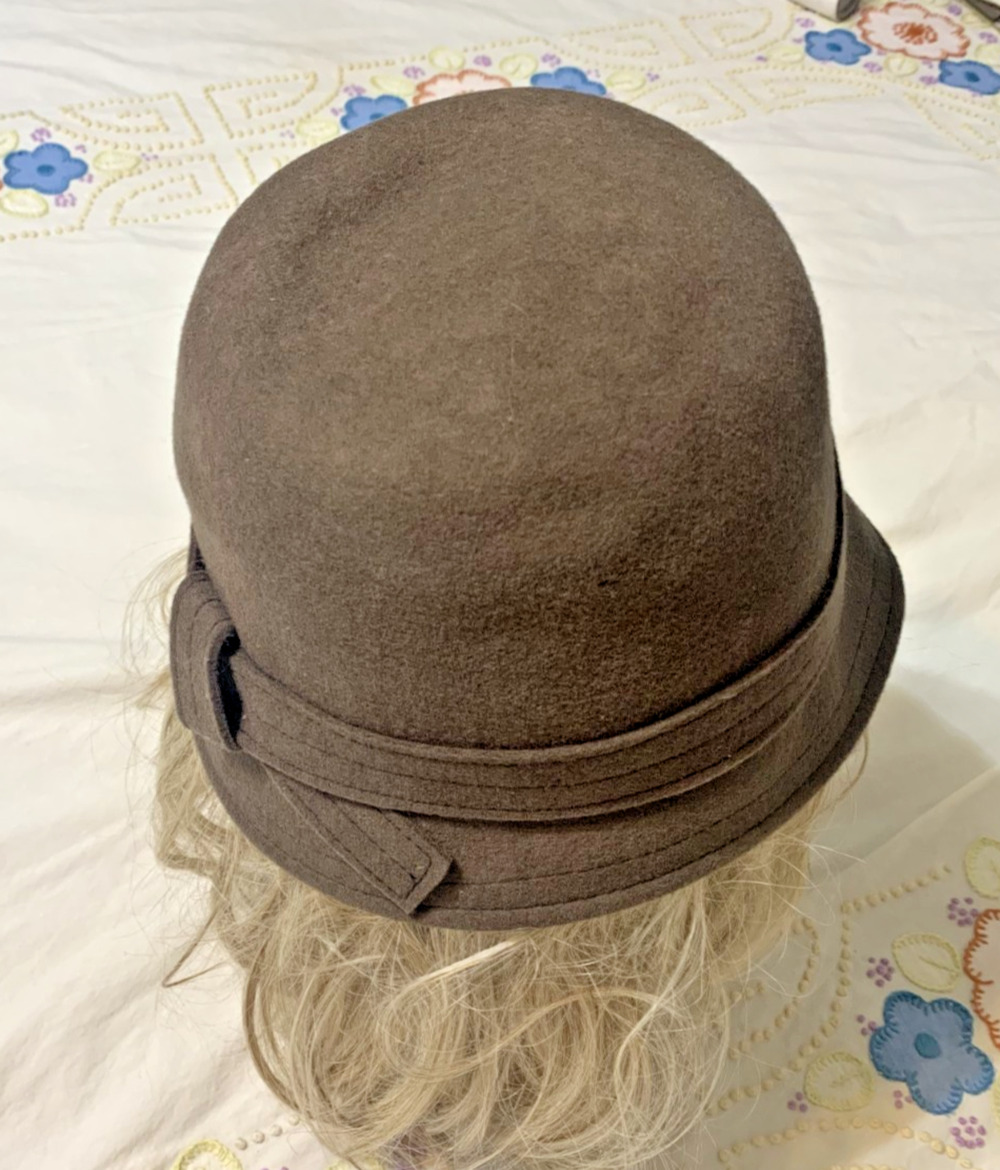 Kate Landry Women's Dark Brown 100 % Wool Cloche Bucket Hat